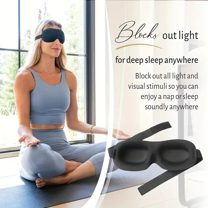 3D Contoured Sleep Mask | Light-Blocking & Zero Eye Pressure | Adjustable Strap