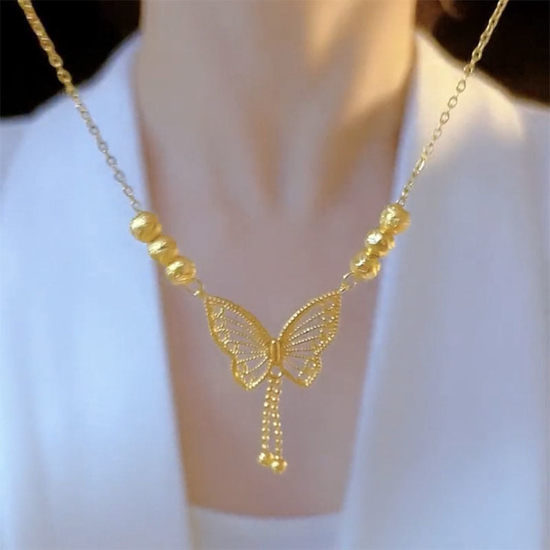 Butterfly Qixi Necklace – Elegant Six Beads Luxury Pendant for Women