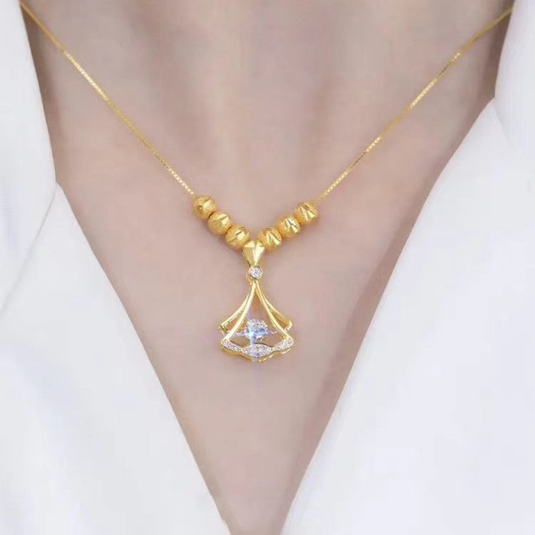 Charm Women’s Small Skirt Zircon Pendant Necklace – Gold Plated Elegant Jewelry