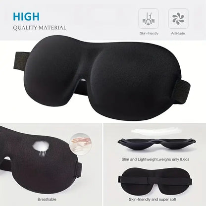 3D Contoured Sleep Mask  | Light-Blocking & Zero Eye Pressure | Adjustable Strap