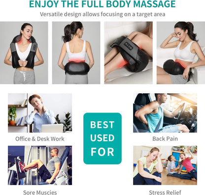 Neck & Back Massager – Deep Tissue Shiatsu Neck, Shoulder & Back Relief with Heat