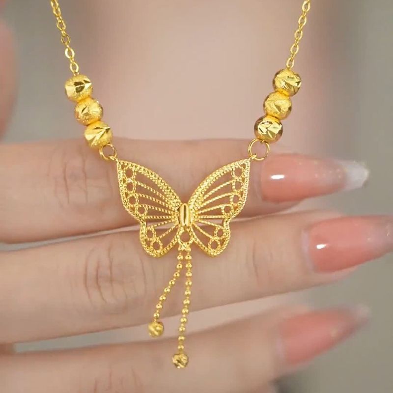 Butterfly Qixi Necklace – Elegant Six Beads Luxury Pendant for Women