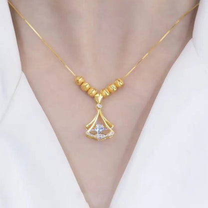 Charm Women’s Small Skirt Zircon Pendant Necklace – Gold Plated Elegant Jewelry