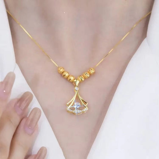 Charm Women’s Small Skirt Zircon Pendant Necklace – Gold Plated Elegant Jewelry