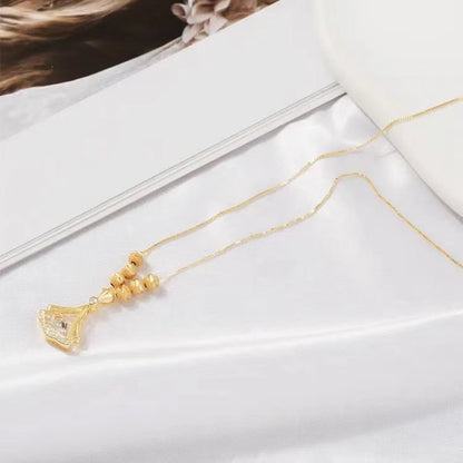 Charm Women’s Small Skirt Zircon Pendant Necklace – Gold Plated Elegant Jewelry