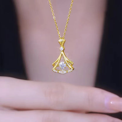 Charm Women’s Small Skirt Zircon Pendant Necklace – Gold Plated Elegant Jewelry