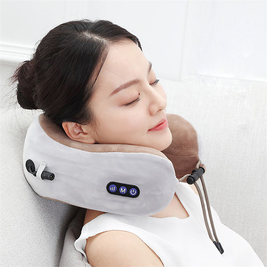 Portable U-Shaped Cushion with Heat & Vibration Therapy for Travel