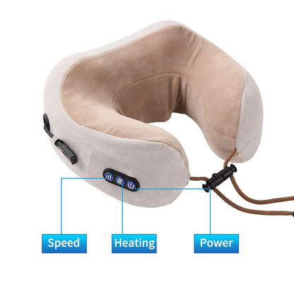 Portable U-Shaped Cushion with Heat & Vibration Therapy for Travel