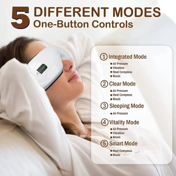 Portable Rechargeable Eye Massager with Soothing Heat & Music Therapy