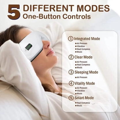 Portable Rechargeable Eye Massager with Soothing Heat & Music Therapy